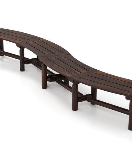 Giantex Wooden Outdoor Bench for 2-Person - Fire Pit Chair Bench
