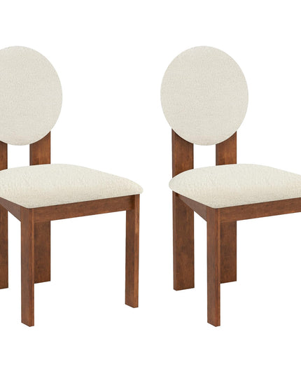 Giantex Sherpa Dining Chairs Set of 2/4 w/Rubber Wood Legs