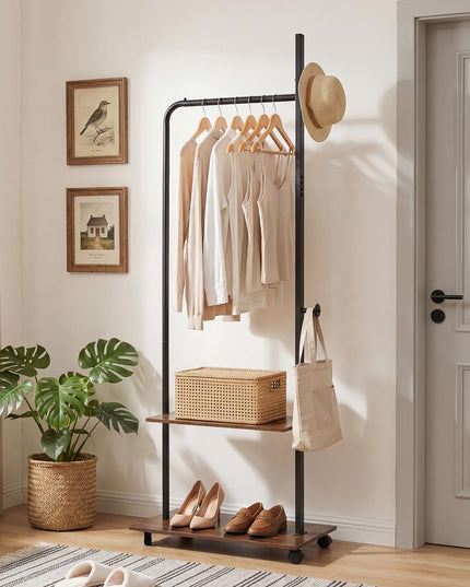Giantex Clothes Rack with Wheels | 69" Freestanding Garment Rack with Hanging Rod