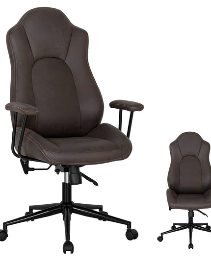 Ergonomic Leathaire Task Chair with Comfortable Padded Seat & Detachable Armrests