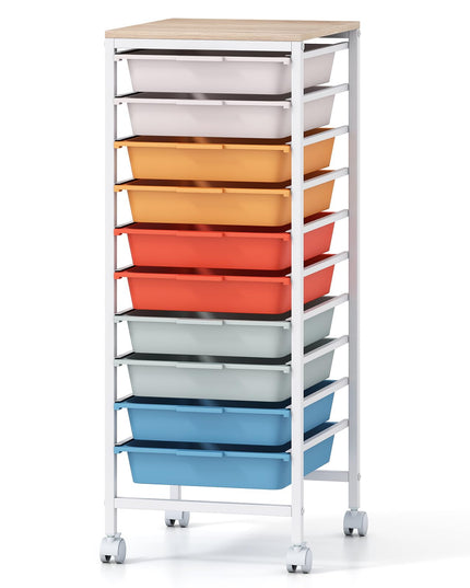 Giantex Rolling Storage Cart with 10 Drawers（33.5"H）