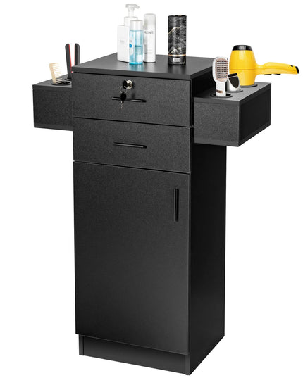 Meuble de rangement pour salon de coiffure, noir