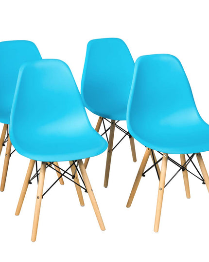 Giantex Dining DSW Chairs with Linen Cushion, Modern Mid Century Shell Chairs w/ Wood Legs