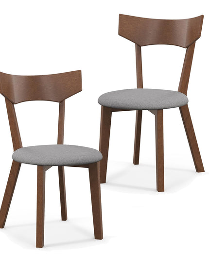 Giantex Wooden Dining Chairs, Solid Wood Kitchen Chairs w/Curved Back & Cushioned Seat