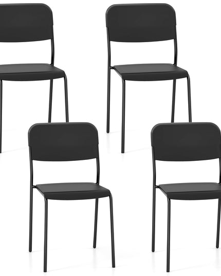 Giantex Metal Dining Chairs Set of 4, Stackable Lightweight Kitchen Chairs w/Tilted Backrest & Sturdy Metal Legs