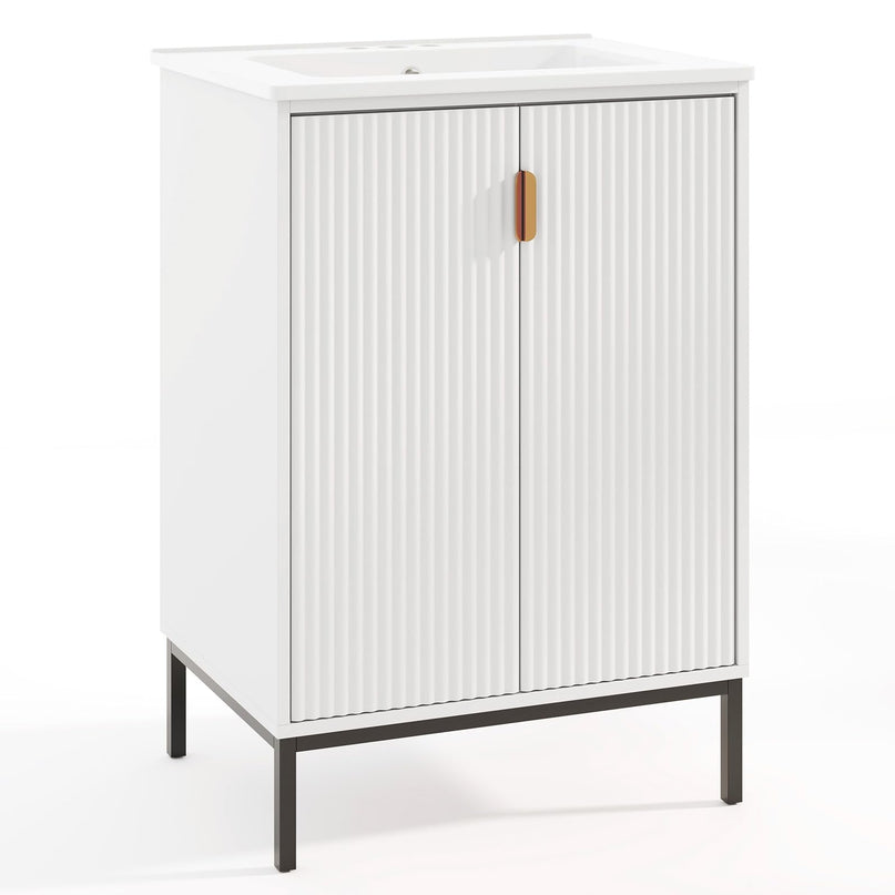 24” Undermount Bathroom Storage Cabinet and Sink Combo Set with 2 Doors