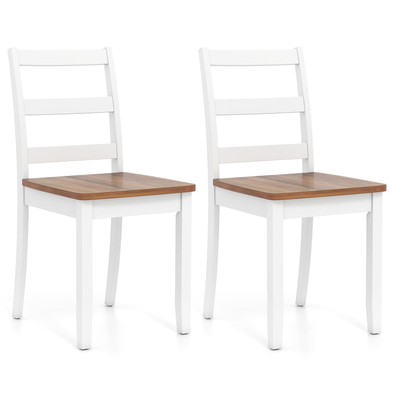 Giantex Wood Dining Chairs Set of 2/4 - Wooden Armless Kitchen Chairs with Solid Rubber Wood Legs