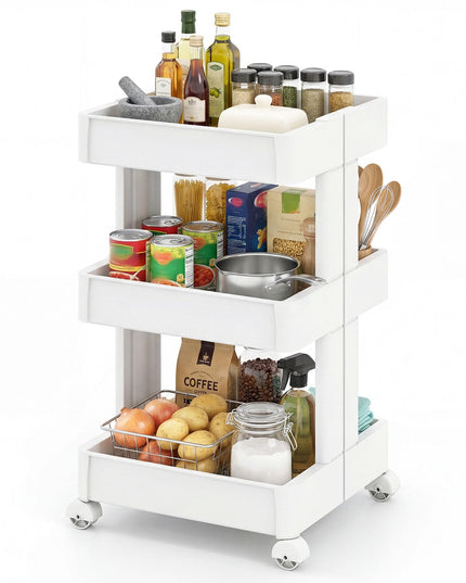 Giantex 3-Tier Rolling Storage Cart Slide Out Plastic Organizer Rack