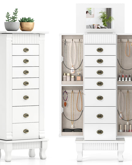 Giantex Standing Jewelry Cabinet with 7 Drawers