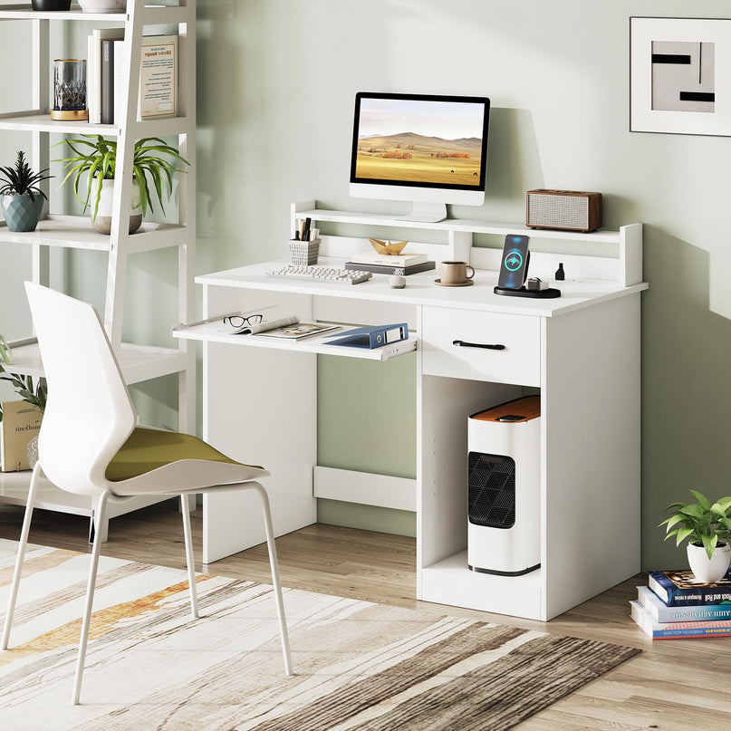 Giantex Modern Home Office Desk with Keyboard Tray PC Laptop Table Workstation
