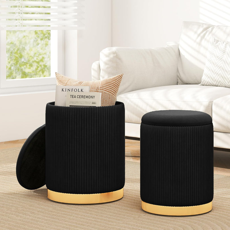Giantex Ottoman with Storage - Set of 2 Storage Ottomans