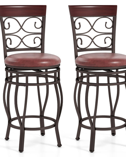 Giantex 26" Swivel Bar Stools with Upholstered PU Leather Seat & Footrest