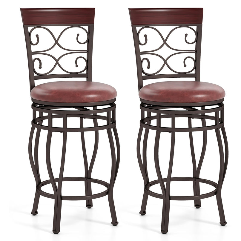 Giantex 26" Swivel Bar Stools with Upholstered PU Leather Seat & Footrest
