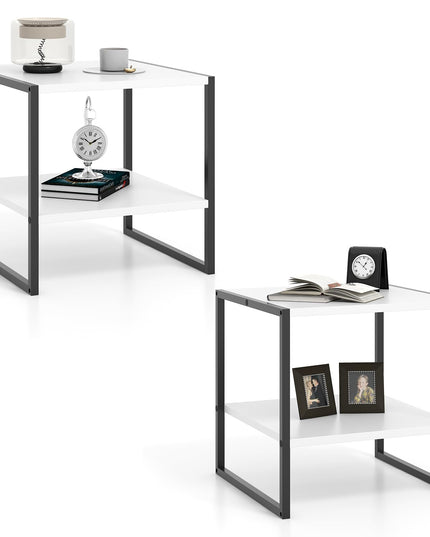 Giantex 20 Inch End Table, Modern Square Side Table with Storage Shelf, Small Coffee Table for Living Room