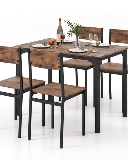 Giantex Dining Table Set for 4, Mid-Century Kitchen Furniture Set w/Kitchen Table, 4 Dining Chairs