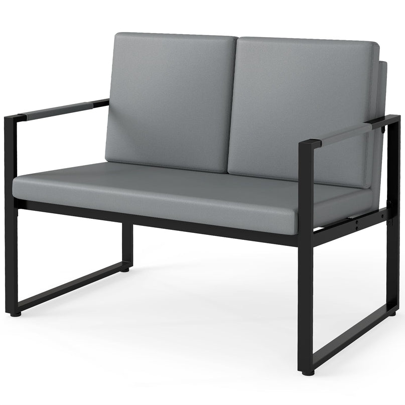 Giantex 2-Seater Sofa with Solid Metal Frame & Removable Back Cushions