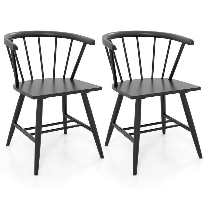 Giantex Windsor Dining Chairs Set of 2/4 w/Solid Rubber Wood Frame