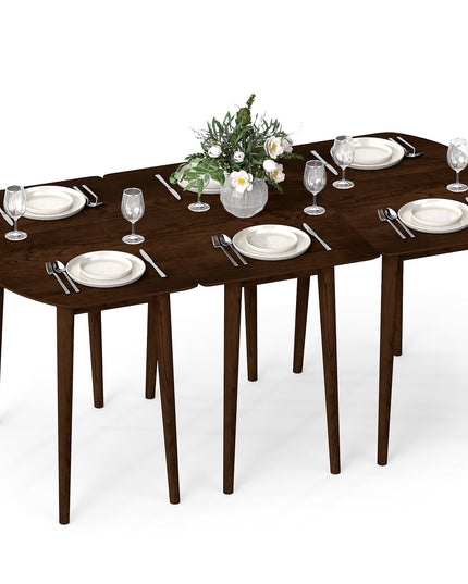 Giantex 68"Extendable Dining Table for 6-8 People, 68" Farmhouse Kitchen Table with 2 Half-Round & 1 Rectangular Table
