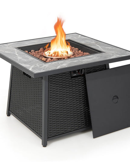 Giantex 35" Rattan Propane Gas Fire Pit - Outdoor Gas Fire Table