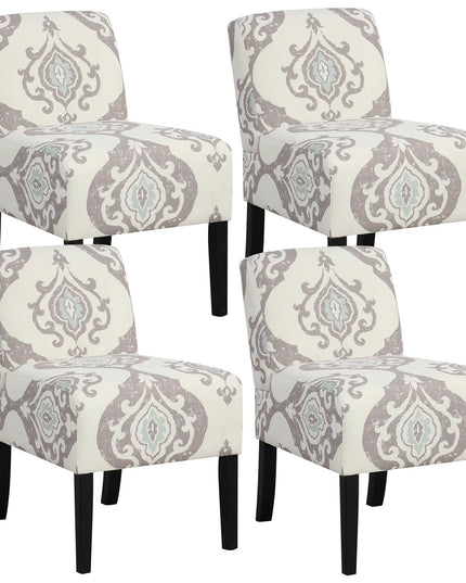 Giantex Armless Accent Chair Set of 1/2/4, Upholstered Living Room Chair with Rubber Wood Legs