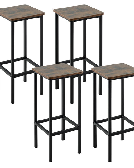 Giantex Industrial Bar Stools Set of 4, 28" Backless Counter Height Bar Stools, Kitchen Island Stools with Footrest