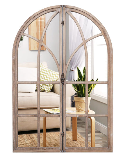 CHARMAID Farmhouse Arched Window Mirror - 34"x23" Arch Mirror Wall Decor