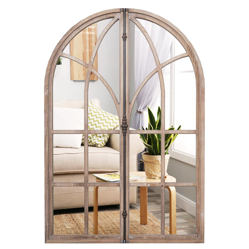 CHARMAID Farmhouse Arched Window Mirror - 34"x23" Arch Mirror Wall Decor