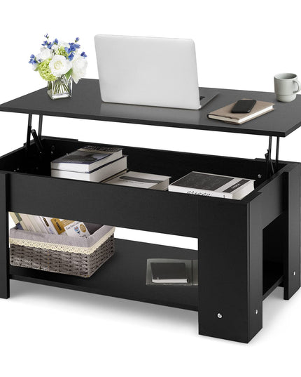 Giantex Lift Top Coffee Table, Modern Cocktail Table w/Hidden Compartment & Open Storage Shelf