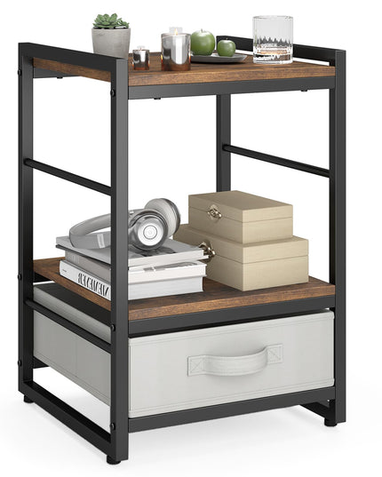 Giantex Industrial Nightstand with Storage Drawer