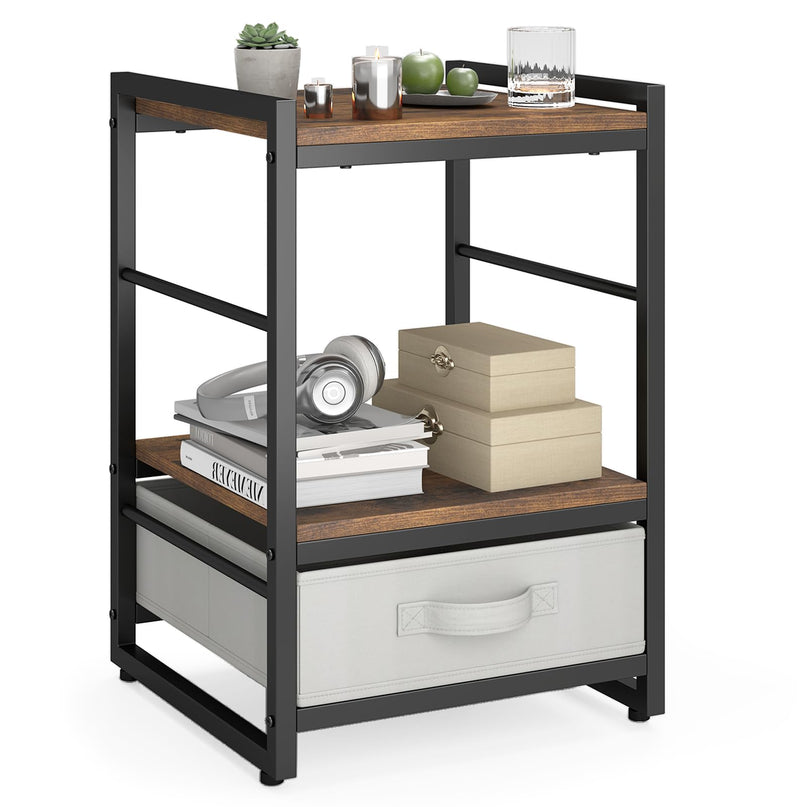 Giantex Industrial Nightstand with Storage Drawer