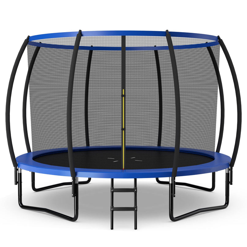Giantex 8FT 10FT 12FT Trampoline with Enclosure, ASTM Approved Outdoor Large Trampoline with Ladder