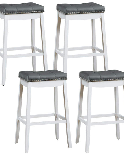 Backless Counter Stool with Footrest, Soft Seat Cushion