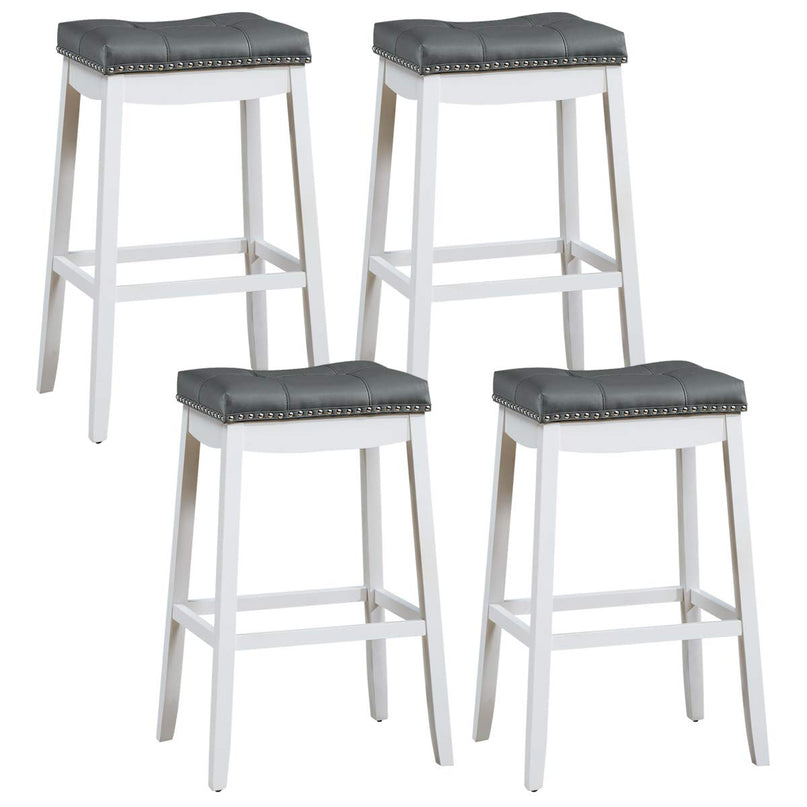 Backless Counter Stool with Footrest, Soft Seat Cushion