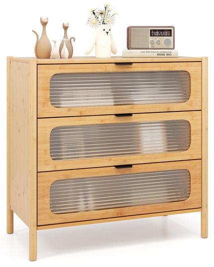 Giantex Bamboo 3-Drawer Storage Cabinet