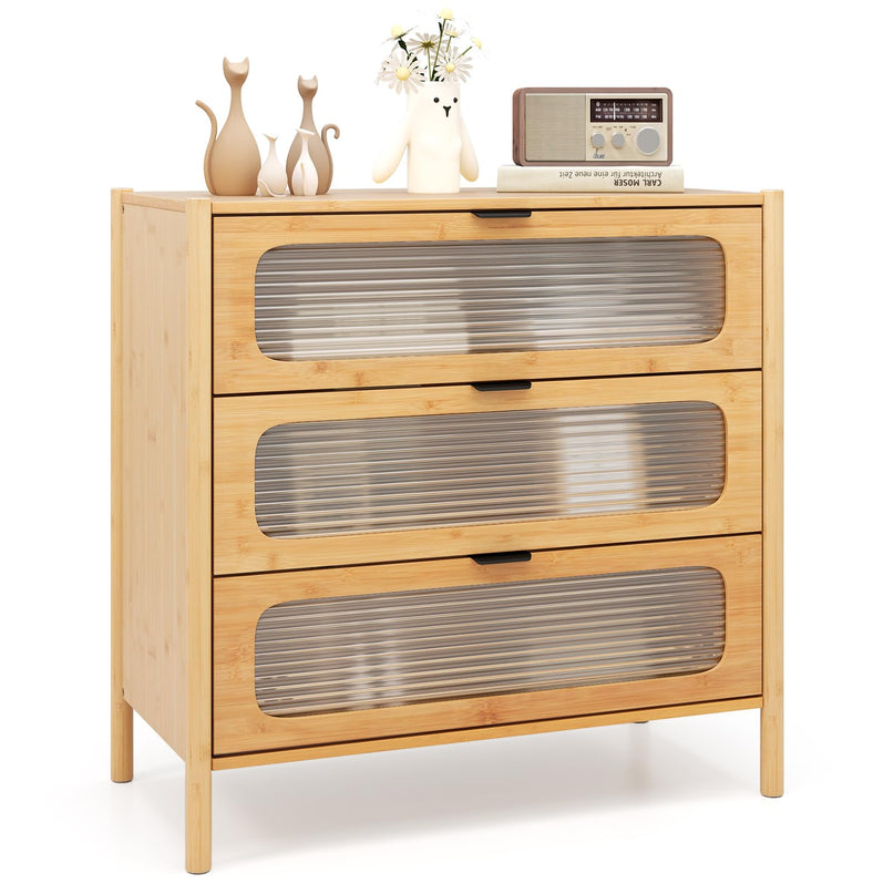 Giantex Bamboo 3-Drawer Storage Cabinet