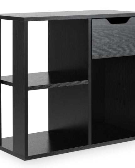 Giantex 3 Cube Bookcase with Drawer, 2 Tier Bookshelf for Small Space, Modern Freestandin