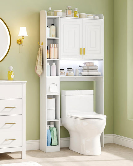 Giantex Over Toilet Bathroom Organizer with LED Light Paper Towel Holder
