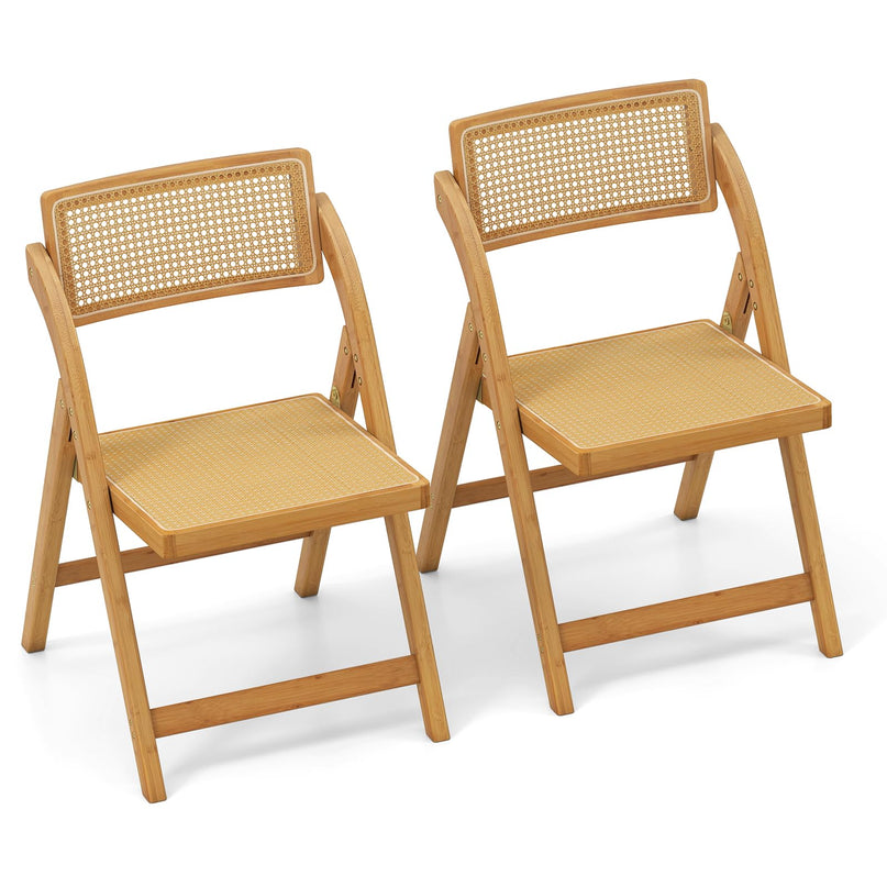 Giantex Rattan Folding Chairs Set with Rotatable Backrests