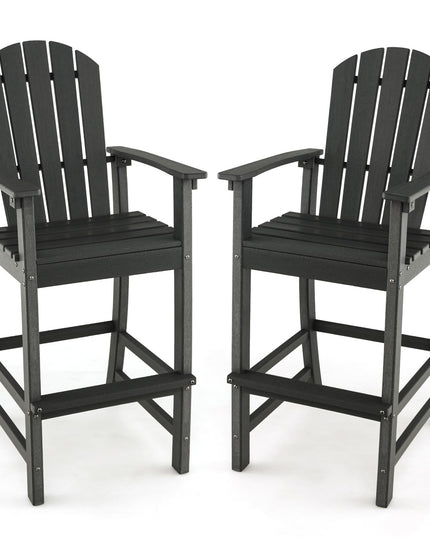 Giantex Outdoor HDPE Bar Stool, Tall Adirondack Chair with Armrests and Footrest, 30 Inches Counter Height Bar Stool