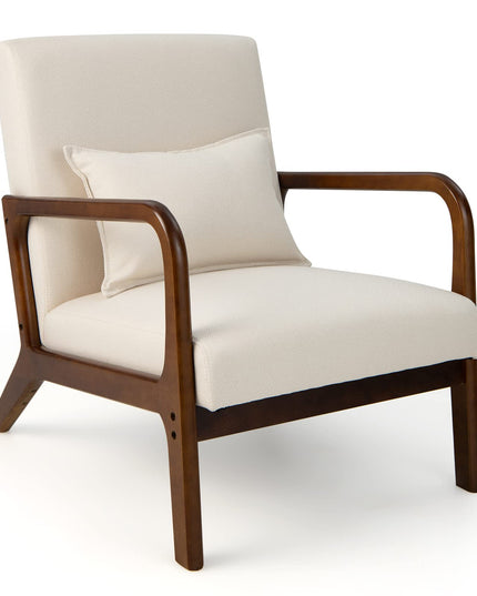 Giantex Modern Accent Chair with Pillow - Comfy Upholstered Lounge Armchair with Anti-Slip Felt Pads