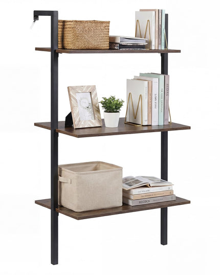 Giantex Ladder Shelf 3-Tier Wood Wall Mounted Bookshelf(1/2)