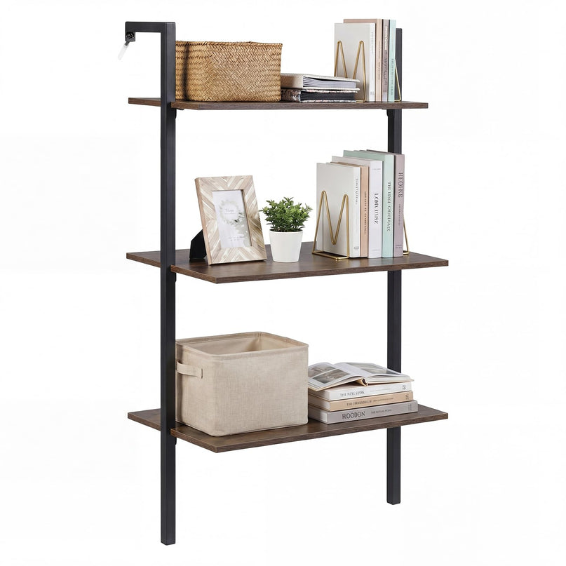 Giantex Ladder Shelf 3-Tier Wood Wall Mounted Bookshelf(1/2)