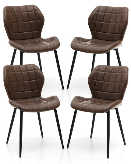 Giantex Upholstered Dining Chairs, Mid Century Retro Kitchen Chairs w/Padded Back & Seat