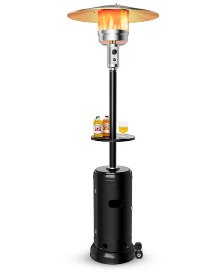 Giantex 50000 BTU Outdoor Propane Heater, Patio Heater with Height Adjustable Shelf Tabletop & Wheels