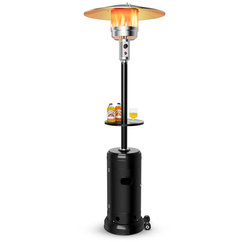 Giantex 50000 BTU Outdoor Propane Heater, Patio Heater with Height Adjustable Shelf Tabletop & Wheels