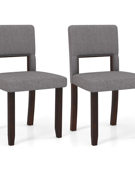 Giantex Wooden Dining Chairs Set of 2/4, Linen Fabric Upholstered Kitchen Chairs w/Rubber Wood Frame