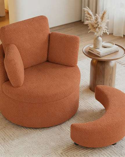 Fauteuil pivotant Giantex 360° avec pouf de rangement demi-lune