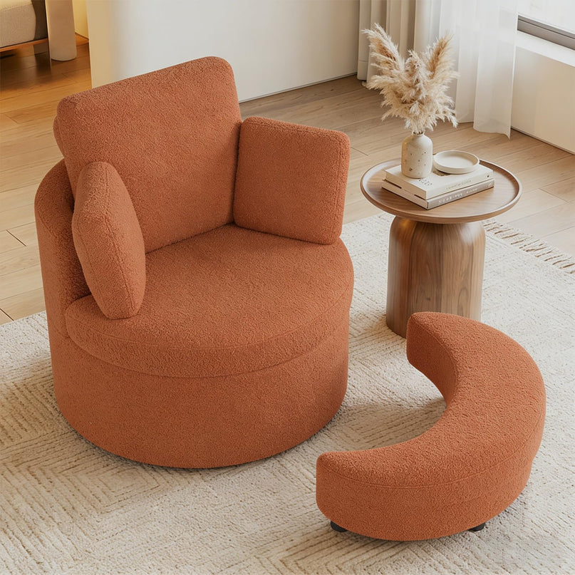 Giantex 360° Swivel Accent Chair with Half Moon Storage Ottoman