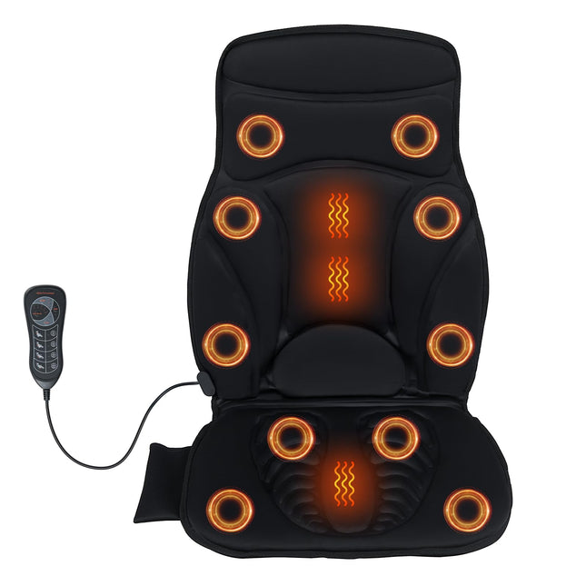 Giantex Back Massager Seat Cushion with Heat and 10 Vibration Motors for Pain Relief-Black
