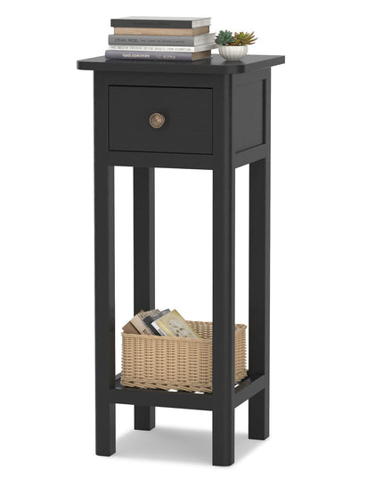 Small End Table | Wooden Slim Side Table for Small Space